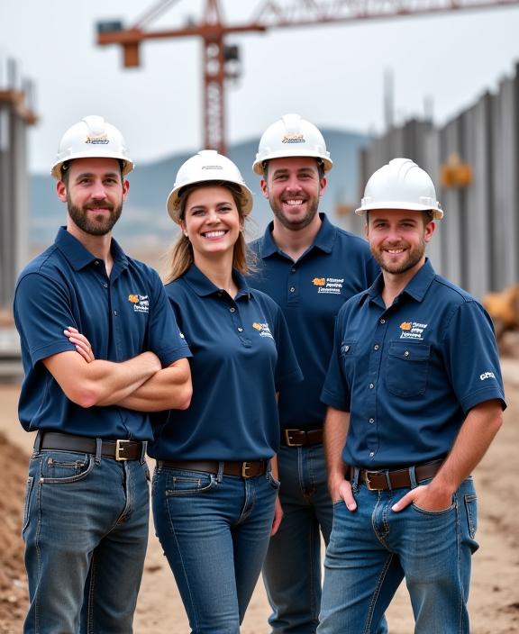 The founding team of TrueNorth Trades on a worksite, smiling and professional