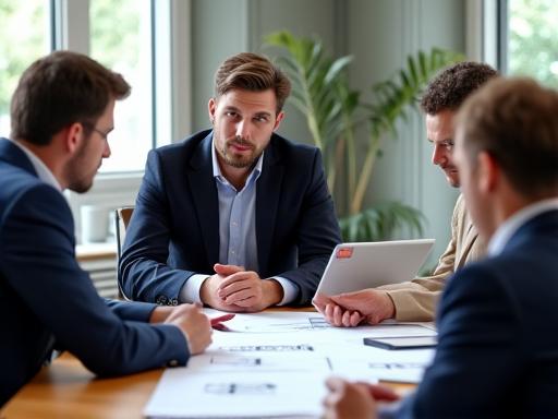 Team members in a client consultation meeting