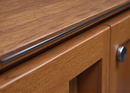 A close-up of a custom-built wooden cabinet